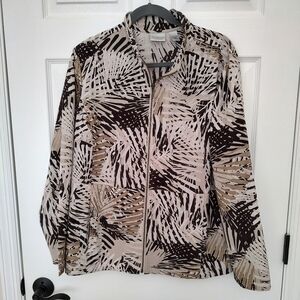 Chico's Zenergy Nema Zip Jacket Gold Brown Metallic Palm XL